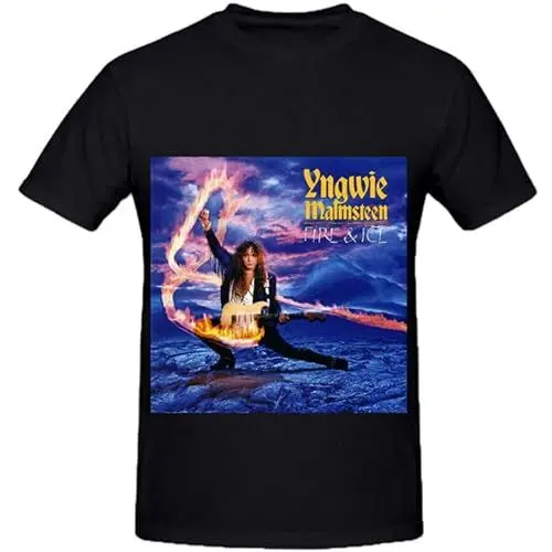 Produktbild: Yngwie J Malmsteen Fire and Ice 80S Album Cover Men Crew Neck Art Tee Shirts Size XL