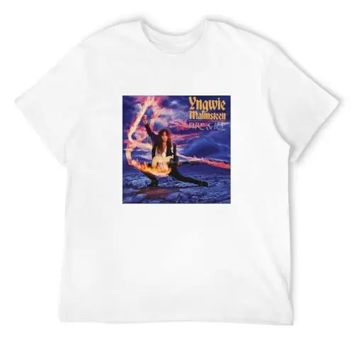 Produktbild: Yngwie J Malmsteen Fire and Ice 80S Album Cover Men Crew Neck Art Tee T-Shirt White XXL