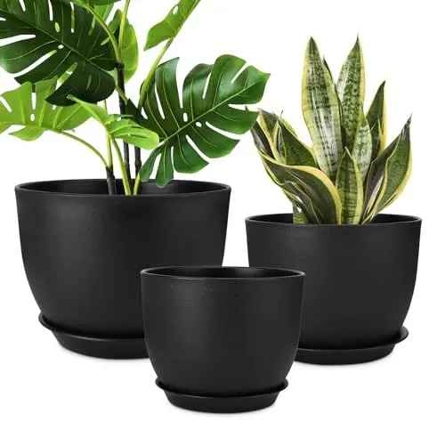 Produktbild: YNNICO Blumentöpfe 30,5 cm, 25,4 cm, 22,9 cm, 3 Stück, Blumentöpfe mit mehreren Netzablauflöchern, große Pflanzgefäße für Innen- und Außenbereich, Gartenpflanzen und Blumen