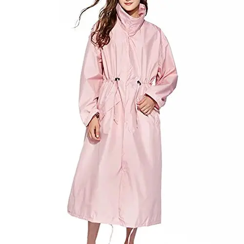 Produktbild: Ynport Crefreak Damen Regenmantel Wasserdichte Jacke Lange Leichte Regenjacke Atmungsaktive Outdoorjacke Windjacke Mit Kapuze Outdoor Poncho (Rosa, XL)…
