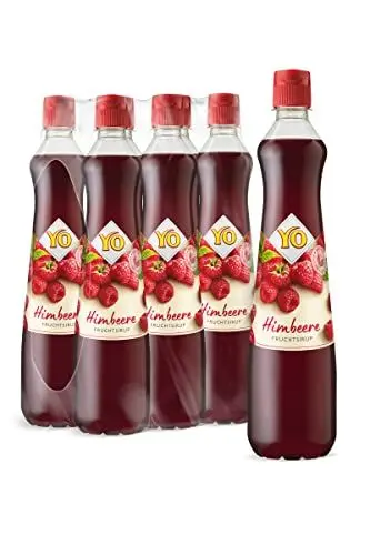 Produktbild: YO Sirup Himbeere (6 x 700 ml) – 1x Flasche ergibt bis zu 6 Liter Fertiggetränk – ohne Süßungsmittel, Farb- & Konservierungsstoffe, vegan, 6er Tray, Neu