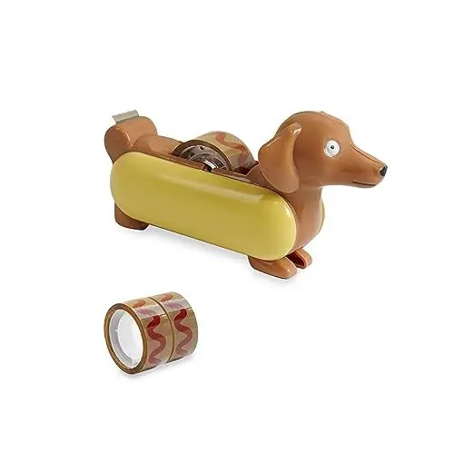 Produktbild: YOBRO Tier Klebebandspender Dackel Hotdog Stil, Mini Tier Schreibwaren für Zuhause Büro, Niedliche und Lustige Schreibtisch Zubehör Geschenk für Kinder Erwachsene