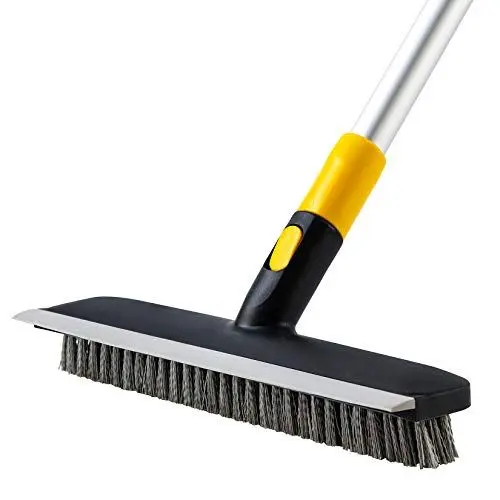 Produktbild: Yocada Boden-Scheuerbürste, 142 cm, Teleskopgriff, 2-in-1-Schabbürste, steife Borsten, Duschschrubber für die Reinigung von Terrasse, Badezimmer, Garage, Küche, Wand, Terrasse, Wanne, Fliesen