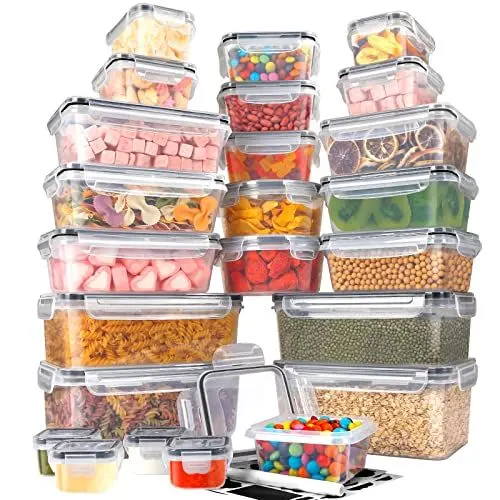 Produktbild: YOCOLE 48 tlg Frischhaltedosen mit Deckel aus Kunststoff (24 Behälter+24 Deckel), Vorratsdosen Luftdicht, Wiederverwendbar Food Container, Lebensmittelbehälter für Küche Mikrowellen Gefrierdosen