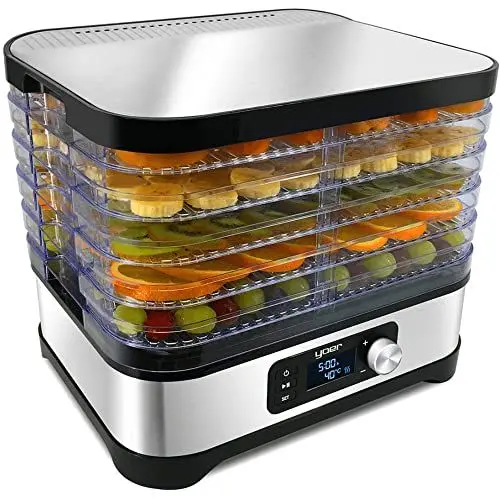 Produktbild: Yoer VitaSave FD01S, Dörrautomat, 450W, 4000 cm2, 24h Timer, LED-Anzeige, Edelstahl INOX, BPA-frei, Modulare bauweise, Lebensmittel-Dörrgerät für Lebensmittel, Pilze, Früchte, Fleisch, Fisch, Gemüse