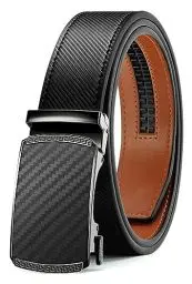 Produktbild: YOETEY Automatik Gürtel Herren Schwarz Leder ohne löcher, Ledergürtel Herren Schwarz Ratsche Automatikschließe für Herren 35mm Business Anzug, Herrengürtel Stufenlos Verstellbar