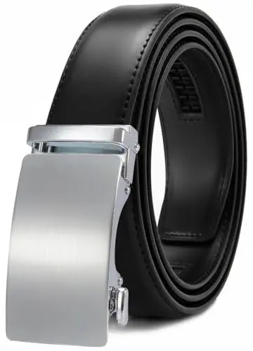 Produktbild: YOETEY Automatik Ledergürtel Herren Schwarz, Gürtel Herren Schwarz Leder Ratsche Automatikschließe für Herren 35mm Business Anzug, Herrengürtel Stufenlos Verstellbar