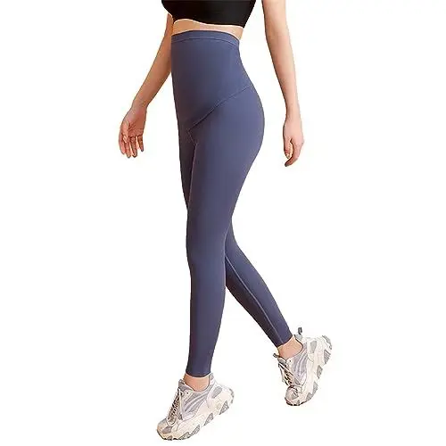Produktbild: Yoga Hosen Damen Damen Four Seasons atmungsaktive Nahtlose Yoga-Kleidung Fitness-Anzug Sport-Yoga-Hose Leggings 7/8 Damen (Blue, L)