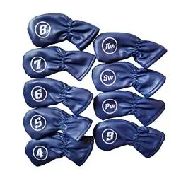 Produktbild: YoGaes Golf SchläGerkopfhüLlen 9 stücke Golf Eisen Kopfabdeckungen Set Dicke Synthetische Leder wasserdichte Golfclub Eisen Kopfabdeckung for Schutzeisenkopf GolfschläGer Hauben (Color : Blue)