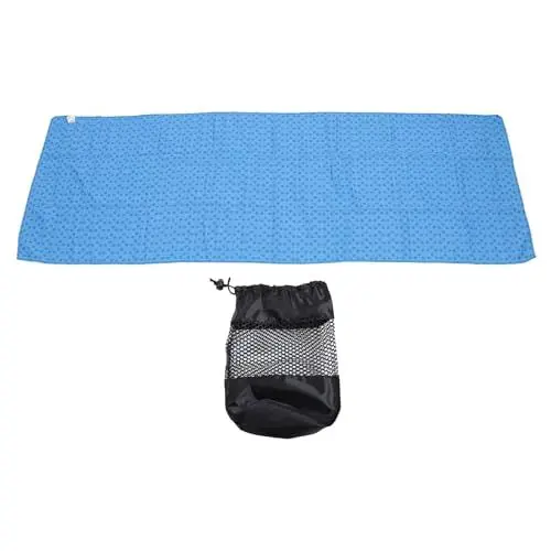 Produktbild: Yoga-Handtuch, 183 x 63 cm, Mikrofaser, verdickt, rutschfest, saugfähig, knitterfrei, Hot-Yoga-Handtuch, atmungsaktiv und tragbar, multifunktionales Spilates-Handtuch für den (Blau)