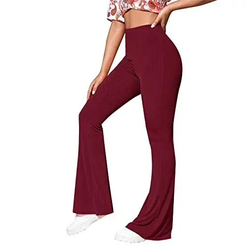 Produktbild: Yogahose Damen Lang Outdoor-Sport Ausgestelltem Bein Gymnastikhose Push Up mit Taschen Bequeme Sportleggins Trainingshose Skims Dupe Bootleg Flared Leggings High Waist Schwarz Jogginghose Schlaghose