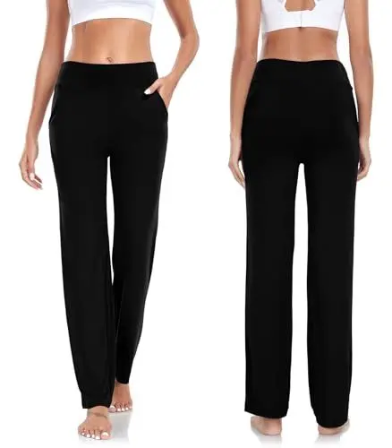 Produktbild: Yogahose Jogginghose Damen Verdickte Version Mit Taschen Freizeithose Straight Leg Modal Sporthose Damen Mode Lounge Running Lang Frauen Hose Yoga Trousers Workout Leisure Jogging Bottoms Schwarz XL