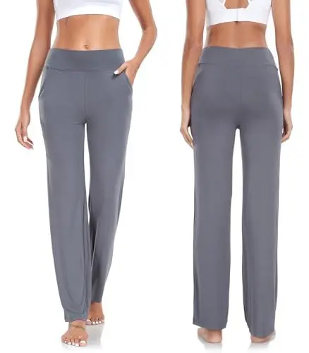 Produktbild: Yogahose Jogginghose Damen Verdickte Version Mit Taschen Freizeithose Straight Leg Modal Sporthose Damen Mode Lounge Running Lang Frauen Hose Yoga Trousers Workout Leisure Jogging Bottoms Dunkelgrau M
