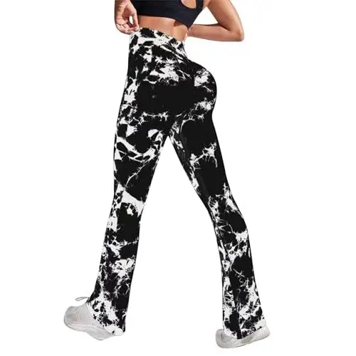 Produktbild: Yoga-Hosen Für Damen Outdoor-Sport Bequeme Trainingshose mit Taschen High Waist Lang Gymnastikhose Jogginghose Schwarz Bootleg Yogahose Schlaghose Ausgestelltem Bein Sporthose Flared Leggings