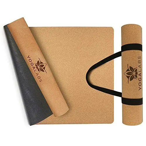 Produktbild: YOGALABS® Premium 2in1 Yoga-Matte Kork & Naturkautschuk inkl. Tragegurt 183x61x0,4cm - Yogamatte, Gymnastikmatte, Sportmatte rutschfest, nachhaltig, schadstofffrei - Fitness-Matte & Pilates-Matte groß