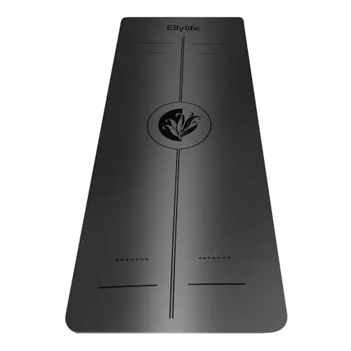 Produktbild: Yogamatte 190×68 Naturkautschuk Rutschfest Antibakteriell, 5mm Non-slip Sport Yoga Training Fitness Gymnastik Matte mit Tragegurt, Non-toxic Yoga Mat Natural Rubber, Schwarz