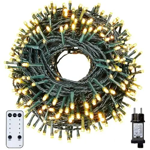 Produktbild: Yogle Lichterkette Weihnachtsbaum, 15M 100 LEDs Weihnachtsbeleuchtung Lichterkette Außen Strom mit Fernbedienung 8 Modi und Timer, Wasserdicht Christbaumbeleuchtung für Garten Weihnachten Deko