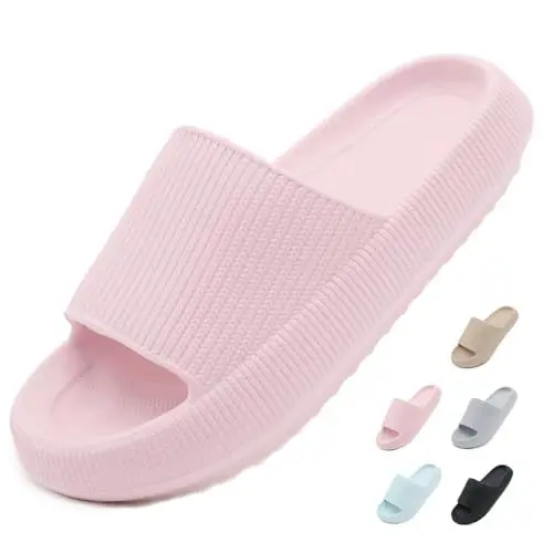 Produktbild: Yohoda Badeschuhe Damen Cozislides Original Slippers Herren Super Weich Wolken Hausschuhe rutschfeste Badelatschen Sommer Cloud Slides Dicke Sohle Badeschlappen Rosa 42/43