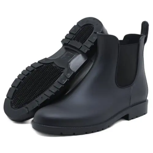 Produktbild: Yohoda Gummistiefel Damen Kurz Chelsea Boots Herren Wasserdicht rutschfest Regenstiefel Outdoor Mode Gummistiefeletten Gartenstiefel Schwarz 37