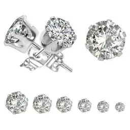 Produktbild: Yohong 6 Paar Nickelfreie Ohrringe Ohrstecker für Damen Herren, Titan Ohrringe Stecker mit Zirkonia, Chirurgenstahl Ohrringe Diamant, Ohrringe Set für Mehrere Ohrlöcher