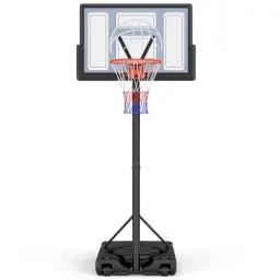 Produktbild: Yohood Basketballkorb Outdoor, Verstellbare Korbhöhe von 135 bis 305 cm, Basketballständer mit 111x72cm Rückwand, für Kinder Jugendliche Erwachsene im Hinterhof/Auffahrt/Innenbereich