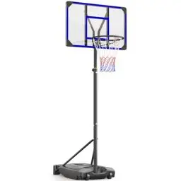 Produktbild: Yohood Basketballkorb Outdoor für Kinder/Jugendliche, Basketballkorb mit Rollen Tragbar, 147–260cm Höhenverstellbarer Basketballständer mit 82x53cm PC Rückwand & Vergrößerter Basis (Blau)