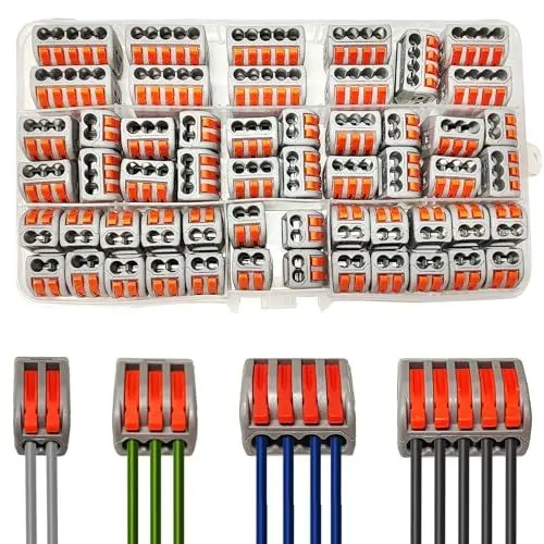 Produktbild: Yoirzit Kabelverbinder, 55 Stück Elektrische Anschlussblöcke 4mm² Leiter Klemme Verbindungsklemme Bilateral KöNnen Frei Kombiniert Werden Federdruckhebel für Feste Flexible Kabel