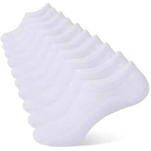 Produktbild: YOJOOM Sneaker Socken Damen 35-38 39-42, Füßlinge Sneakersocken mit Rutschfest Silikon,Laufsocken Gepolsterte Kurze Socken Unsichtbar (DE/NL/SE/PL, Numerisch, 39, 42, Regular, Regular, weiß)