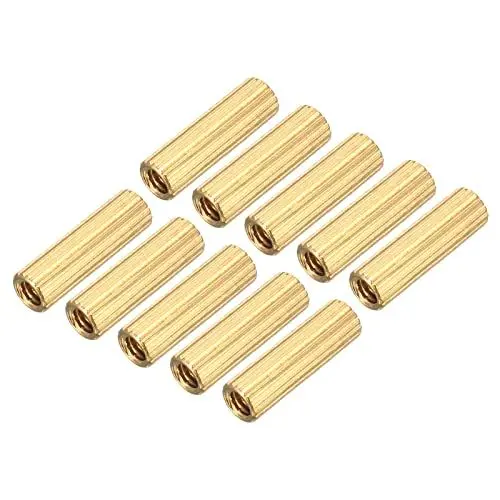 Produktbild: YOKIVE 50Stk Messing Runde Gerade Abstandshalter Standoff Abstandshalter mit Innengewinde | Befestigung Hauptplatine Ideal für Elektronikindustrie (M2 x 3 x 12mm)
