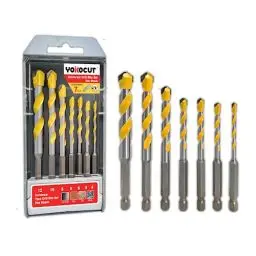 Produktbild: YOKOCUT Universalbohrer Set Profi 7-tlg - Multifunktionale Bohrer für Metall, Holz, Beton, Mauerwerk, Fliesen, Kunststoff uvm. - Hochwertiges Mehrzweckbohrer Set mit Zylinderschaft - Ø 4-12mm