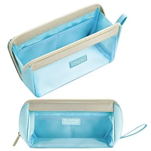 Produktbild: YOKUMA Federmäppchen mädchen mäppchen Durchsichtig federtasche federmappe etui Schule groß Kapazität für Teenager Erwachsene schlamppermäppchen federpenal Aesthetic Pencil case (Himmelblau)
