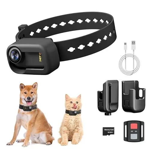 Produktbild: Yolansin 4K Katzenhalsbandkamera, WIFI Dag Kamera mit 64GB SD-Karte, Mini Haustier Kamera für Videoaufnahmen Hundehalsband Kamera für Haustierbedarf Kamera für Katzen Hunde Outdoor/Inoor Welpenbedarf