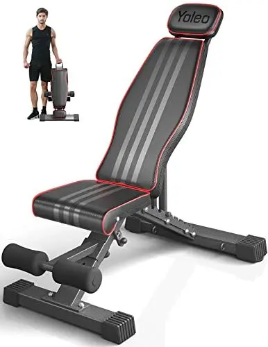 Produktbild: YOLEO 300kg klappbare Hantelbank Multifunktion mit Erweiterte Rücken und Kopf und Wirbelsäulenstütze, Training Fitness Bank Bauchtrainer Schrägbank mit 10-Fach Verstellbarer Rückenlehne (Schwarz)