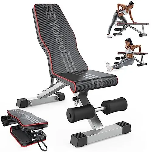 Produktbild: YOLEO Klappbare Hantelbank Multifunktion Training Fitness Bank Bauchtrainer Schrägbank mit 7-Fach Verstellbarer Rückenlehne/4-Fach verstellbarer Sitzkissen,Anregung Belastung 300kg,Sit Up Bank