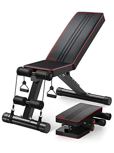 Produktbild: YOLEO klappbare Hantelbank Multifunktion Training Fitness Bank Bauchtrainer Schrägbank mit 6-Fach Verstellbarer Rückenlehne/3-Fach verstellbarer Sitzkissen,Belastung 300kg (Schwarz)
