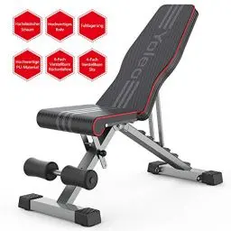 Produktbild: YOLEO klappbare Hantelbank Multifunktion Training Fitness Bank Bauchtrainer Schrägbank mit 6-Fach Verstellbarer Rückenlehne/3-Fach verstellbarer Sitzkissen,Belastung 250kg (Elegantes Schwarz-Rot)