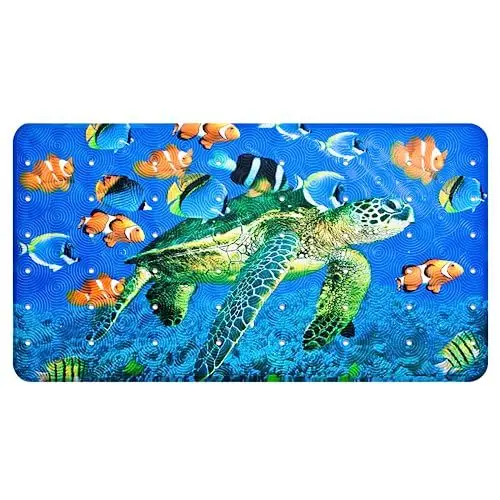 Produktbild: Yolife Badewannenmatte, 37x68cm Antirutschmatte Badewanne Kinder, Duschmatte Rutschmatte mit Saugnapfen und Abflusslochern (Turtle)