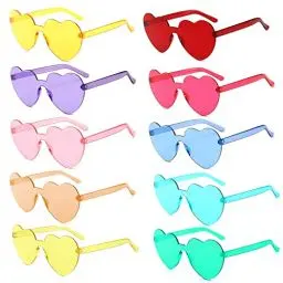 Produktbild: Yomaido 6/10 Stück Herz| Rund Party Brillen| Sonnenbrille, Lustige Partybrillen, Randlose Hippie Herzförmige Brille,für Geburtstagsfeier, Fasching, Karneval, Malle, für Kinder und Erwachsene