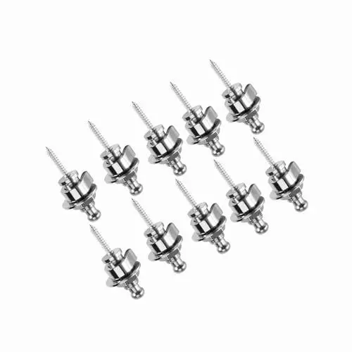 Produktbild: Yomiyuyr Zuverlässige E-Gitarren-Bassgurtschlösser aus Metall, leichte Gurtschlösser für die Gurtverriegelung von Akustik-, Elektro- und Bassgitarren, 10er-Pack, (Silber)