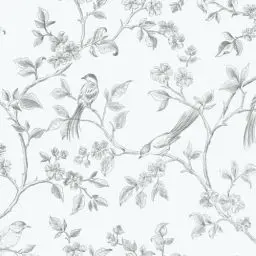 Produktbild: Yomshi Selbstklebende Tapete Vögel Blumen Tapeten Weiß Klebefolie Möbel Wasserdicht Vinyl Möbelfolie 41CMx3M Wandtapete für Schlafzimmer Wohnzimmer Küche