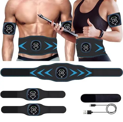 Produktbild: Yonars EMS Bauchmuskeltrainer Elektrisch, EMS Trainingsgerät, Stimulationsgerät Bauchmuskeln - 10 Stimulation Bereiche, 20 Trainingsmodi, EMS TrainingsgeräT GanzköRper Unisex für Bauch, Arm (Schwarz)