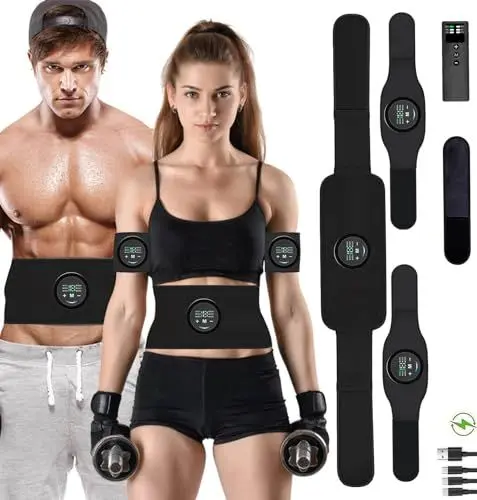 Produktbild: Yonars EMS Trainingsgerät, EMS Bauchmuskeltrainer mit 6 Modi & 18 Intensitäten, USB-Wiederaufladbarer Tragbarer Elektrostimulatoren Bauchtrainer Elektrisch für Bauch Arm Bein, für Bauch, Arm