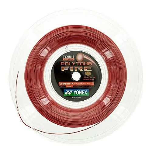 Produktbild: Yonex Unisex – Erwachsene Poly Tour Fire Tennis-Saite, rot-Rot/Rot, 1.2 mm/200 m
