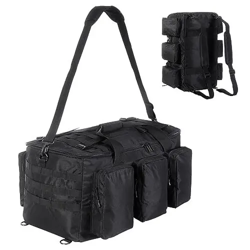 Produktbild: YOOJEY 55L Seesack Bundeswehr mit Rucksackfunktion für Herren – Militärische Reisetasche im Army-Stil für Reisen, Wochenendreise Camping Gym (Schwarz)