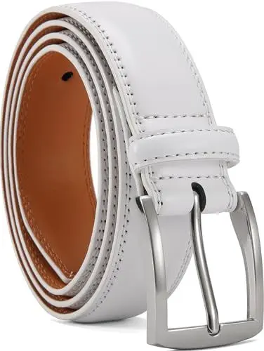 Produktbild: YOORAN Gürtel Herren, Weiß Ledergürtel Herren 33mm Breit Leder Herrengürtel Gürtel für Jeans Herren Anzugschuhe Anzug