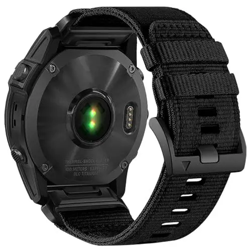 Produktbild: YOOSIDE Verbessert QuickFit 26mm Nylon Armband für Garmin Fenix 7X / Fenix 6X / Fenix 5X / Enduro, Schleife Weave Nylon Gurtband Sport Handgelenkbänder für Tactix 7 Pro,epix Pro 51mm (Schwarz)