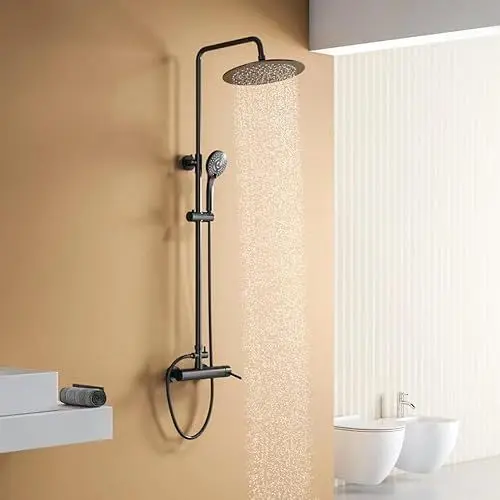 Produktbild: YOOZENA Duscharmatur Komplettset Schwarz, Regendusche mit Armatur,Duscharmatur ohne thermostat, Duschsystem mit einhebelmischer,duschgarnitur für Badezimmer