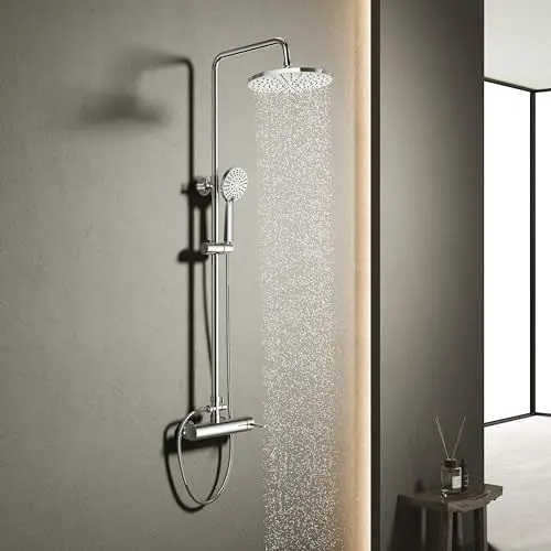 Produktbild: YOOZENA Duschsäule mit Wasserhahn, Duschset, Duschsäule mit Einhebel, komplett mit rostfreien Stahlen, Regendusche, 23 cm