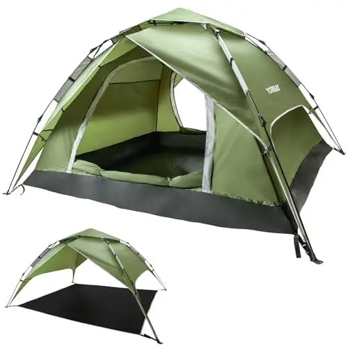 Produktbild: Yorbay 2 in 1 Pop Up Camping Zelte für 2-3 Personen, doppelwandig Wasserdicht UV-Schutz Kuppelzelte Wurfzelte für Familie, Trekking, Outdoor, Festival, Grün