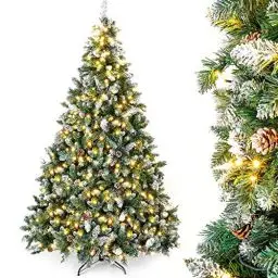 Produktbild: Yorbay künstlicher Weihnachtsbaum mit Beleuchtung weiß Schnee LED Tannenbaum für Weihnachten-Dekoration 180cm